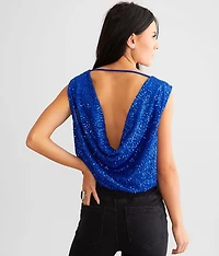 Sequin Surplice Bodysuit