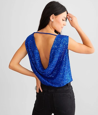 Sequin Surplice Bodysuit