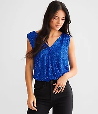 Sequin Surplice Bodysuit