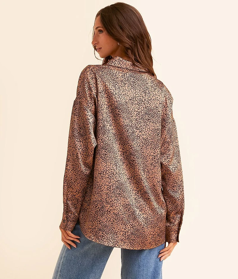 Cheetah Satin Blouse