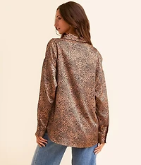 Cheetah Satin Blouse