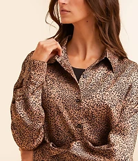 Cheetah Satin Blouse