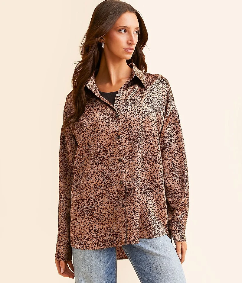 Cheetah Satin Blouse