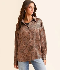 Cheetah Satin Blouse