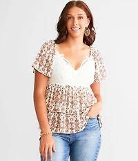 Crochet Lace Peplum Top