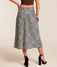 Cheetah Satin Midi Skirt