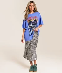 Cheetah Satin Midi Skirt