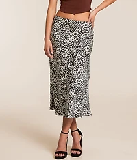 Cheetah Satin Midi Skirt