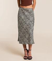 Cheetah Satin Midi Skirt