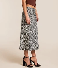 Cheetah Satin Midi Skirt