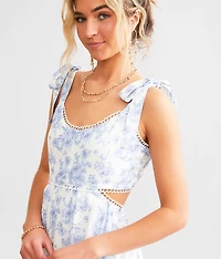 Cut-Out Floral Mini Dress