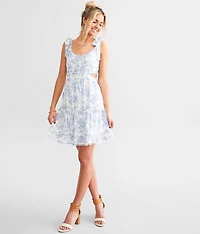 Cut-Out Floral Mini Dress
