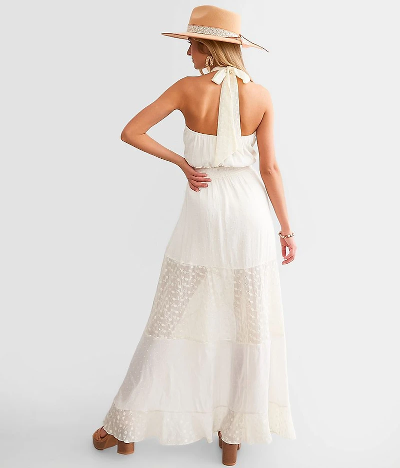 Swiss Dot Halter Maxi Romper