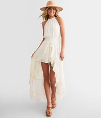 Swiss Dot Halter Maxi Romper