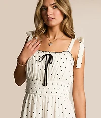 Floral Swiss Dot Tiered Midi Dress
