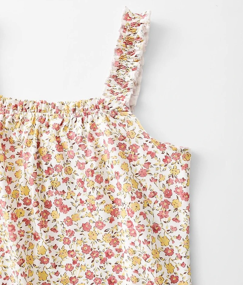 Girls - Ruffled Floral Tank Top