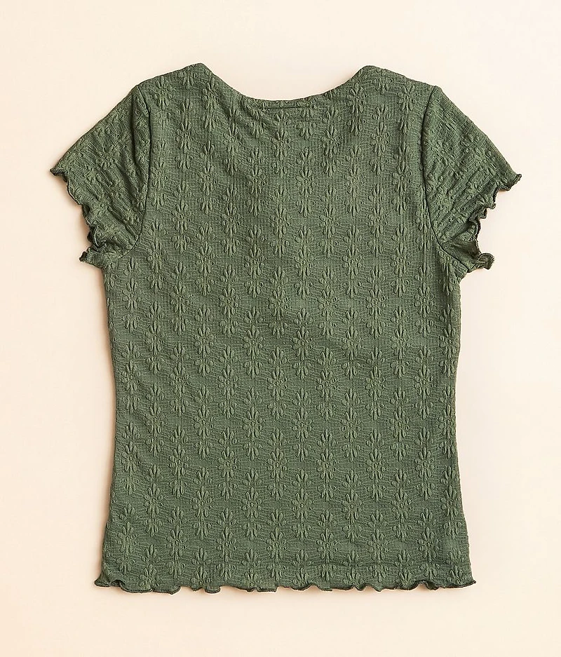 Girls - Floral Lace Overlay Top