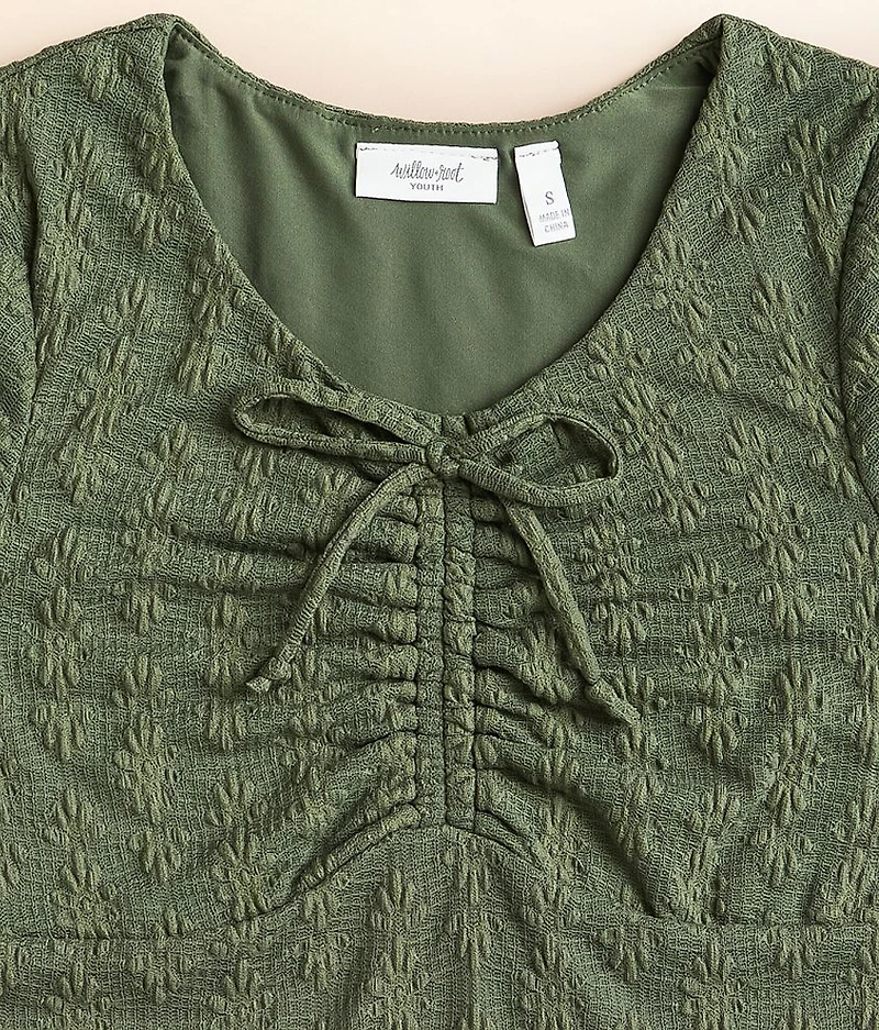 Girls - Floral Lace Overlay Top