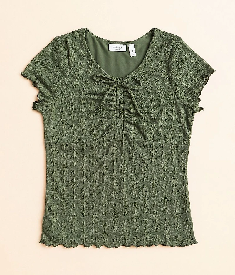 Girls - Floral Lace Overlay Top