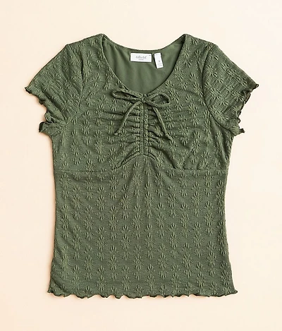 Girls - Floral Lace Overlay Top