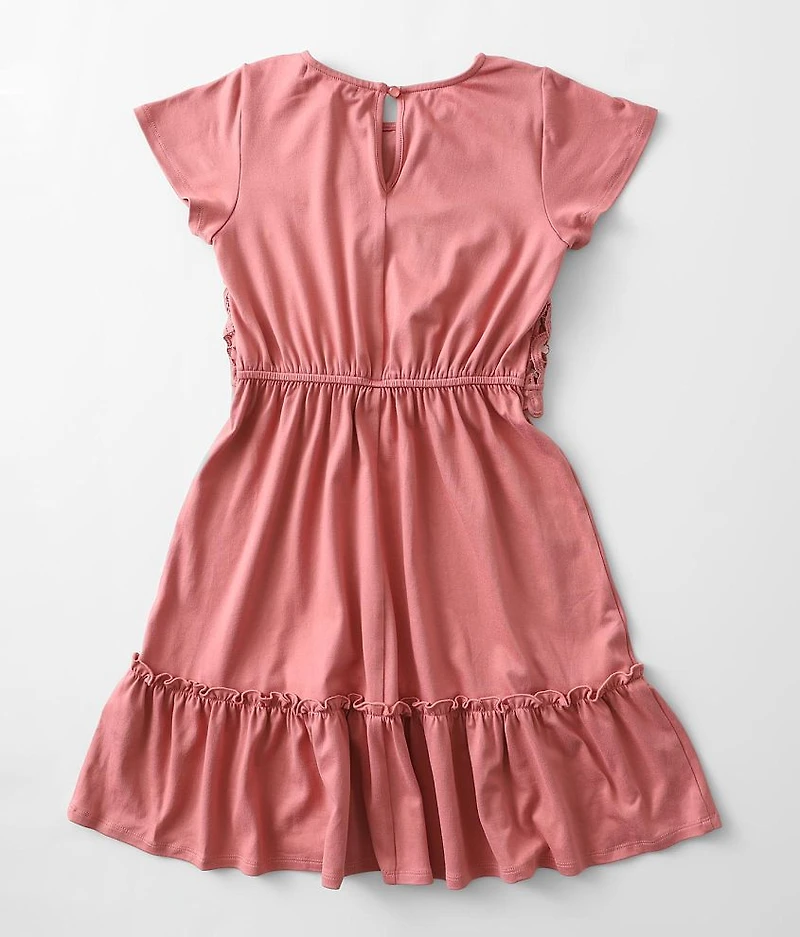 Girls - Crochet Lace Overlay Dress