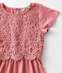Girls - Crochet Lace Overlay Dress