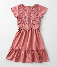 Girls - Crochet Lace Overlay Dress