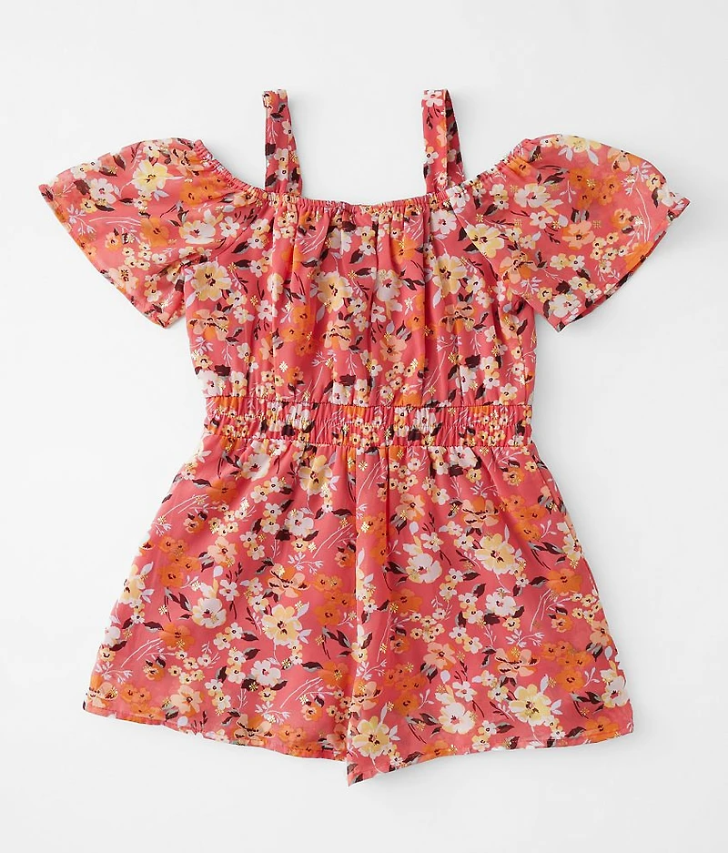 Girls - Foiled Floral Chiffon Romper