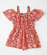 Girls - Foiled Floral Chiffon Romper