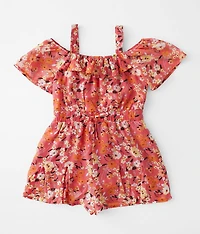 Girls - Foiled Floral Chiffon Romper