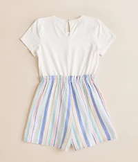 Girls - Striped Skort Romper