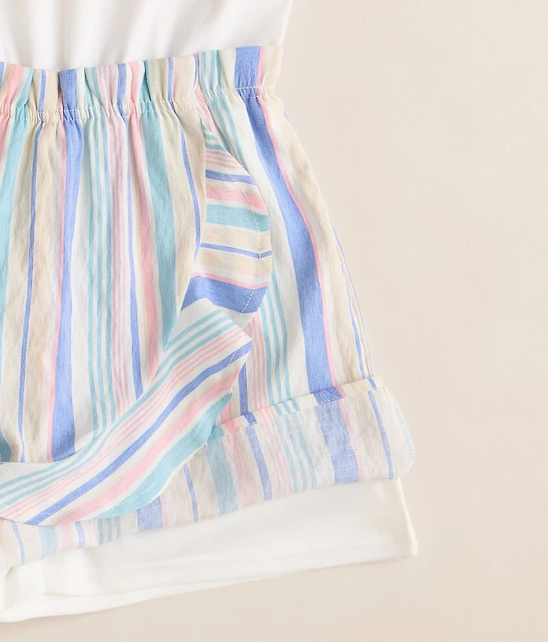 Girls - Striped Skort Romper