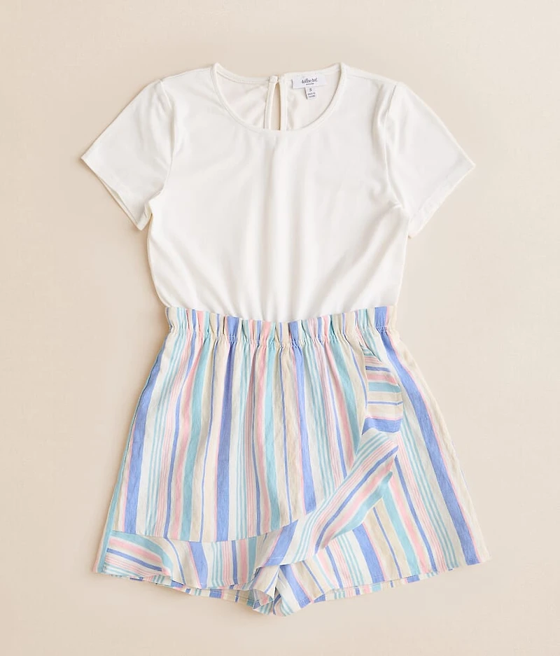 Girls - Striped Skort Romper