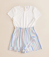 Girls - Striped Skort Romper