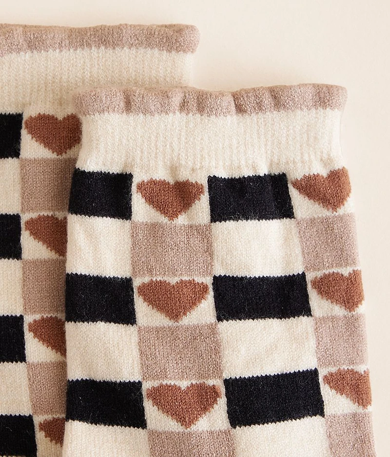 Checkered Heart Crew Socks