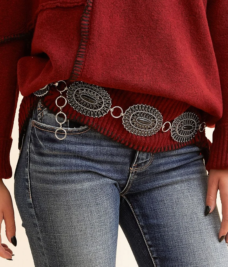 Black Stone Chain Belt