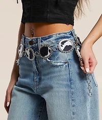 Glitz Cow Print Chain Belt