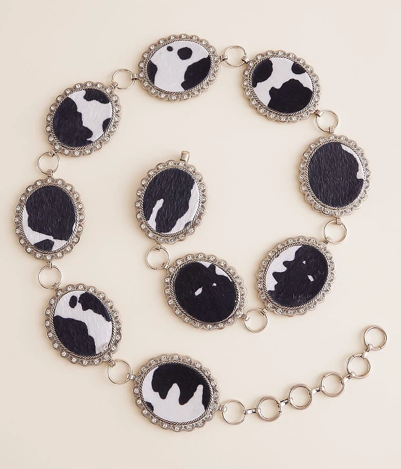 Glitz Cow Print Chain Belt