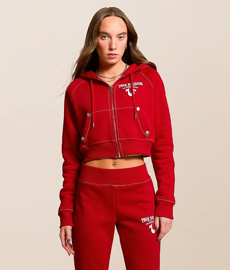 Crystal Wing Cropped Hoodie