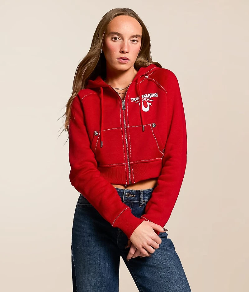 Crystal Wing Cropped Hoodie