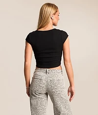 Lace-Up Cropped T-Shirt