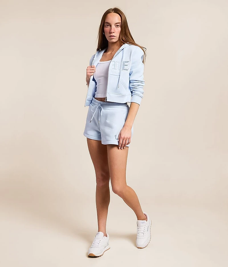 Embroidered Knit Cropped Hoodie