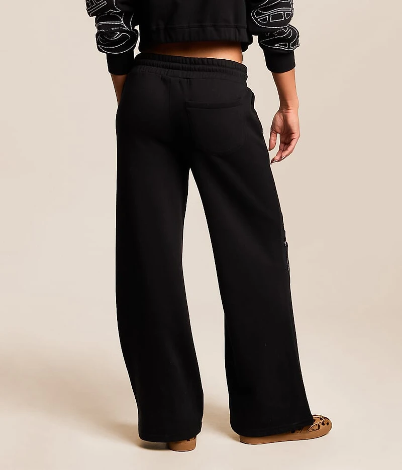 Branded Applique Wide Leg Pant
