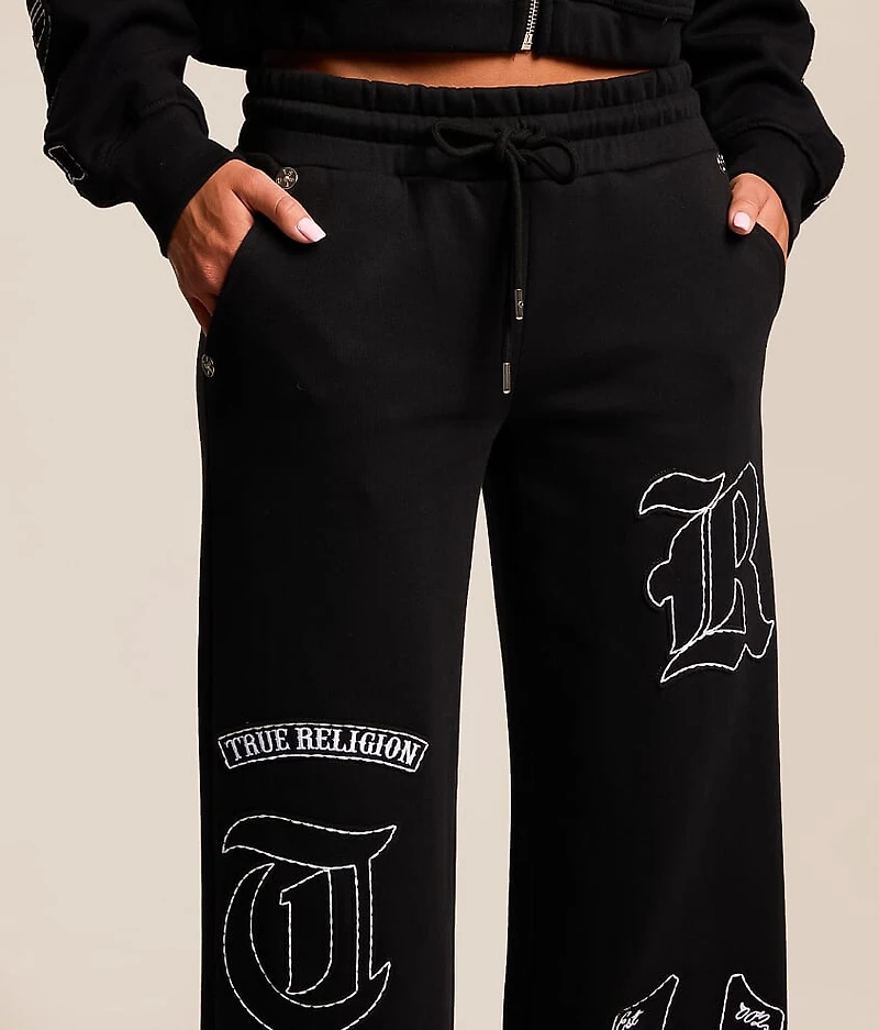 Branded Applique Wide Leg Pant