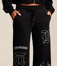 Branded Applique Wide Leg Pant
