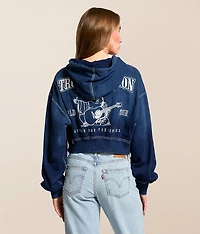 Washed Indigo Cropped Hoodie