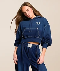 Washed Indigo Cropped Hoodie