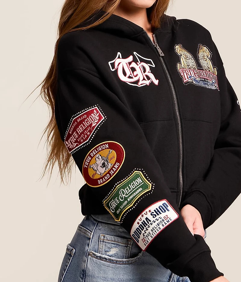 Crystal Varsity Cropped Hoodie