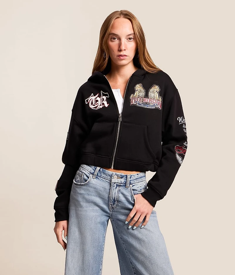 Crystal Varsity Cropped Hoodie