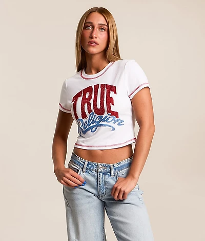 Rhinestone Cropped T-Shirt